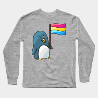 Pan Pride Flag Penguin Long Sleeve T-Shirt